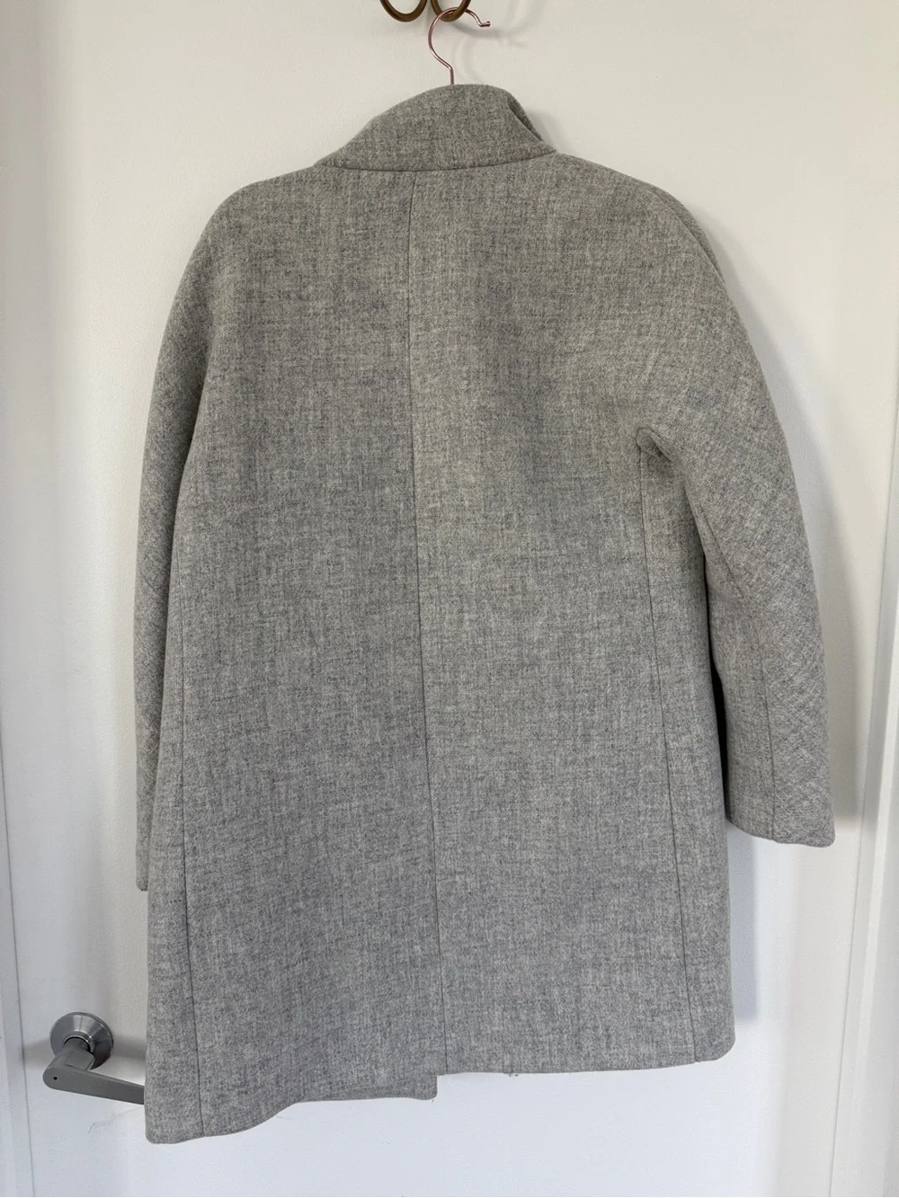 J. Crew Light Gray Wool-Blend Pea Coat with Stand Collar - Picture 2 of 6